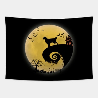 Golden retriever Dog Shirt And Moon Funny Halloween Costume Tapestry