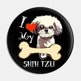 Shih Tzu T-Shirt - I Love My Shih Tzu Pin