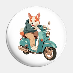 Cool dog riding motorbike Pin