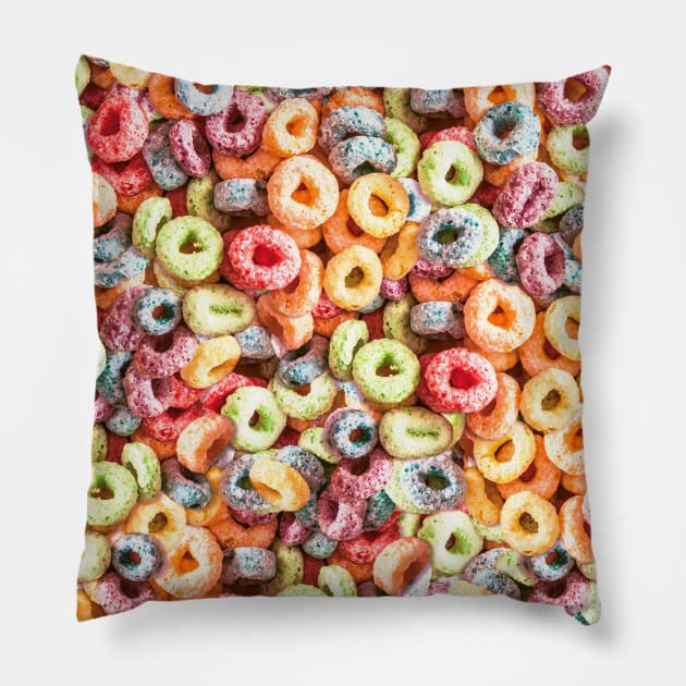 Funny Breakfast Cereal Costume Fruit Circles Pillow by PUFFYP