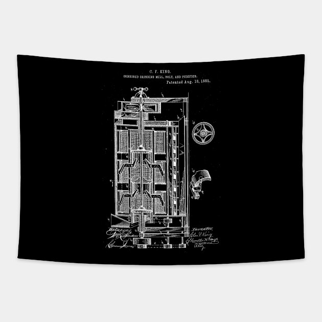 Combined Grinding Mill, Bolt and Purifier Vintage Patent Hand Drawing Tapestry by TheYoungDesigns