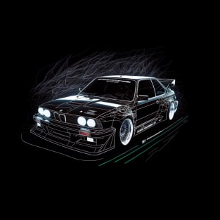 BMW M3 E30 Drift Car Print T-Shirt