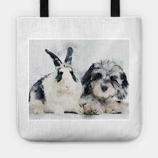 Bunbun and Doggo Watercolor Tote