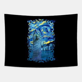 Funny Liberty Starry night abstract style Tapestry