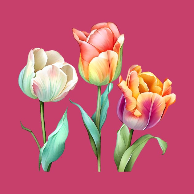 Tulip flowers bouquet by DreamLoudArt