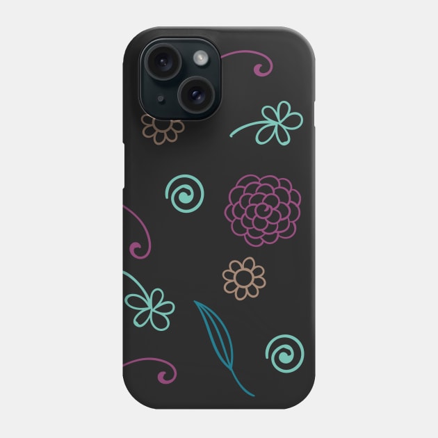 Floral Wine Pattern | Black Phone Case by planetary