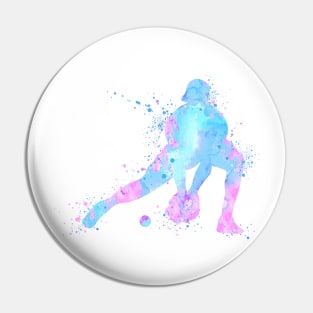 Baseball Catcher Sports Player Watercolor Silhouette Pin