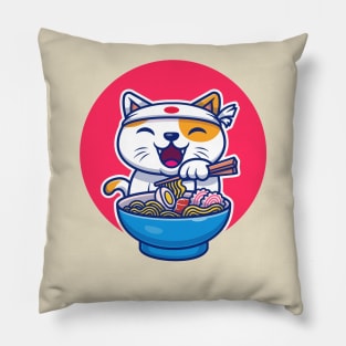 Ramen T-Shirt Cat Tshirt Kawaii Anime Tee Japanese Gift T-Shirt Pillow