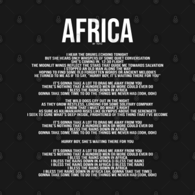 Africa by Toto Lyrics Meme TShirt TeePublic