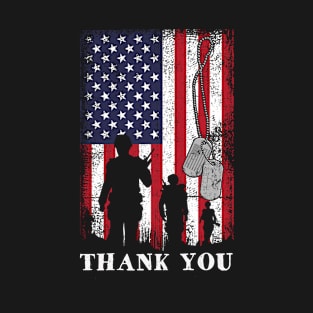 American Flag Thank You Veteran Gift T-Shirt
