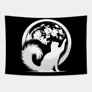 Cat and Moon Cat Lover Gift Tapestry