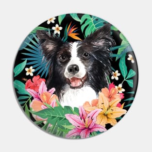 Tropical Black White Border Collie 2 Pin