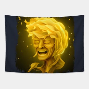 Golden smile of wisdom on fire Tapestry