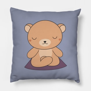 Yoga time for my kawaii brown bear Pillow