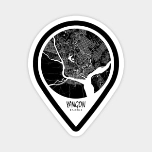 Yangon, Myanmar City Map - Travel Pin Magnet