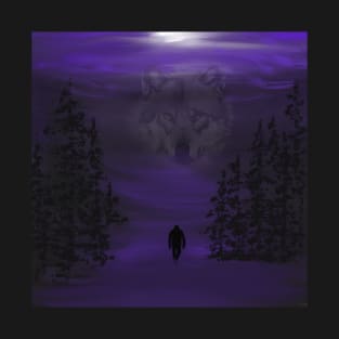 Cold winter night under the watchful wolf T-Shirt