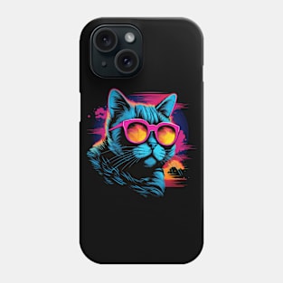 Retro Wave British Shorthair Cat Shirt Phone Case