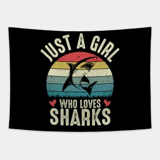 Just A Girl Who Loves Sharks  Funny Shark Lover Girl Gift Tapestry