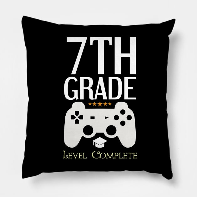 7th Grade Level Complete Video Gamer Birthday Gift Pillow by Tesszero