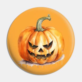 Halloween Scary Pumpkin classic watercolour Pin