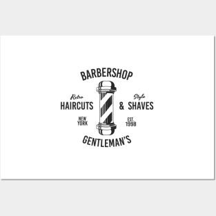 Barbershop sign black with white writing, features barber pole with wings  Poster for Sale by Vintage Hustle