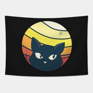 Black Cat Kitten Vintage Retro Aesthetic Vibes Animal Social Distancing FaceMask Tapestry