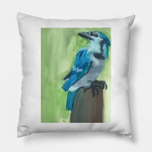 Blue Jay Watercolor Pillow