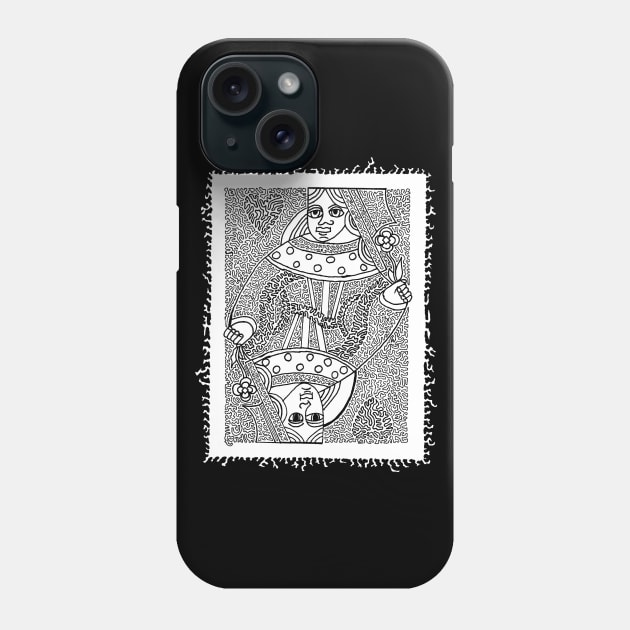 Queen of Hearts Drawing Phone Case by NightserFineArts