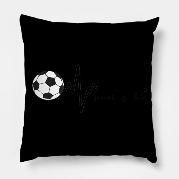 Soccer Heartbeat Soccer is Life Pillow by StacysCellar