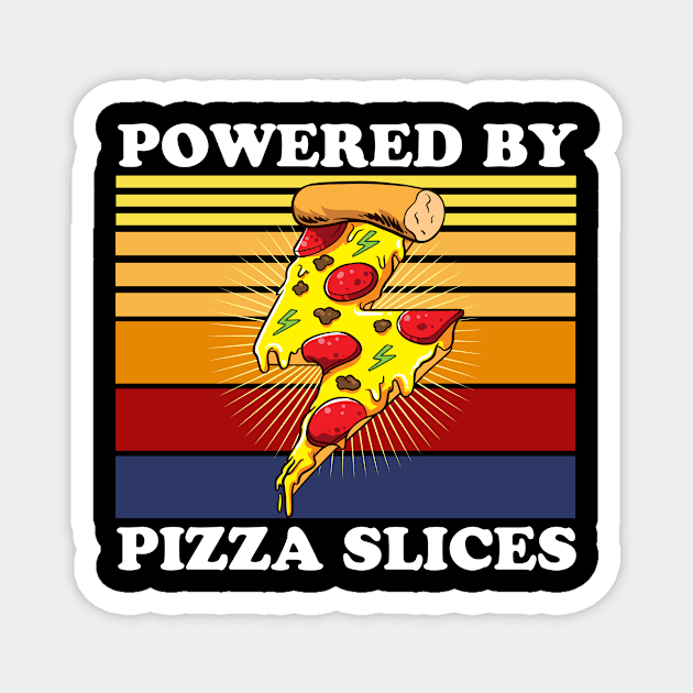 Super Hero Powered by Pizza Piece Triangular Pizza with Toppings Magnet by Cedinho