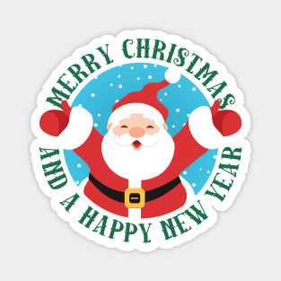 Cheerful Santa Merry Christmas Happy New Year Magnet