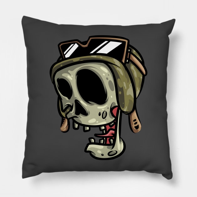 skull pilot Pillow by Shtwork