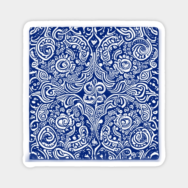 Paisley Print - Blue Aesthetic Magnet by BubbleMench