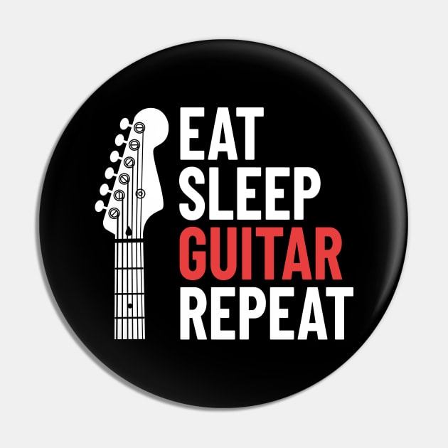 Eat Sleep Guitar Repeat Electric Guitar Headstock Dark Theme Pin by nightsworthy