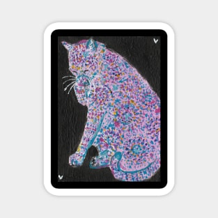 Cute abstract cat design acrylic painting Magnet