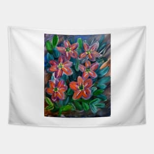 Abstract flowers in metallic paint Tapestry