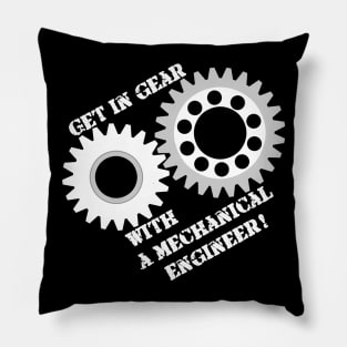 Get In Gear White Text Pillow