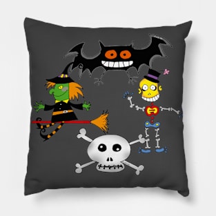 Funny Halloween party creatures Pillow