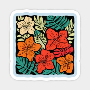 Hawaiian Floral Block Print Magnet