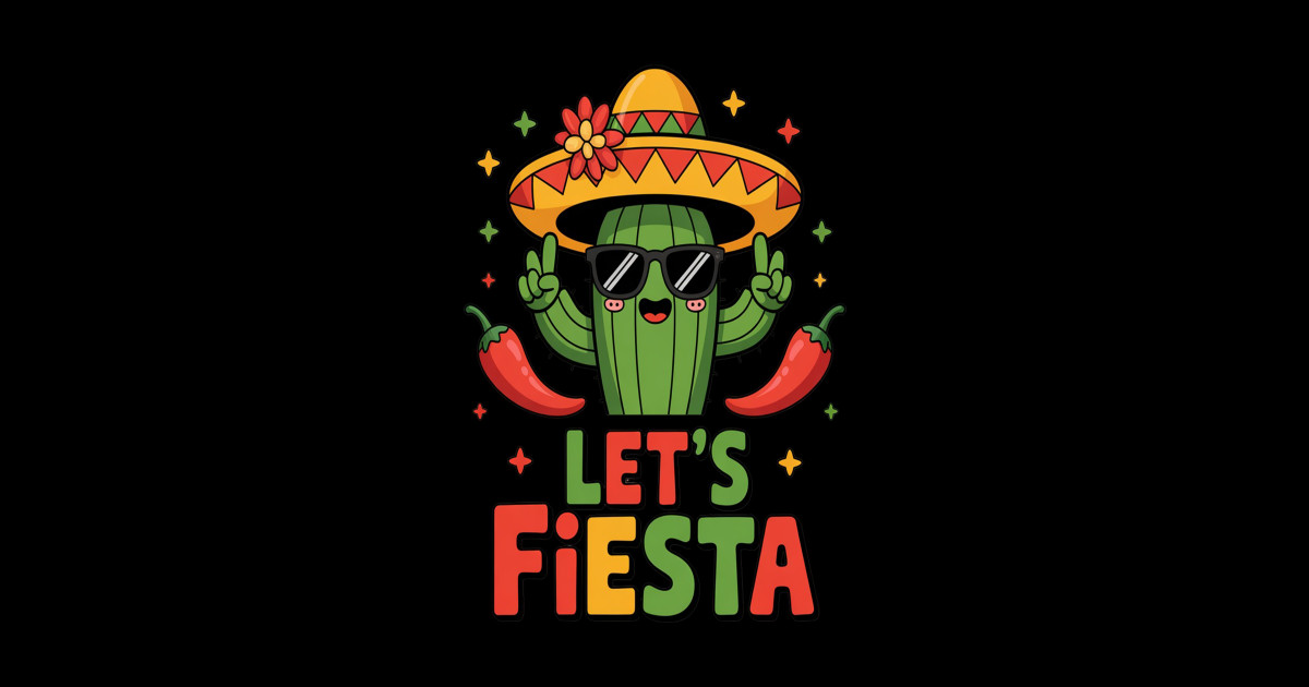 Let's Fiesta Mexico Fiesta Taco Guitar Cactus Cinco De Mayo - Lets ...