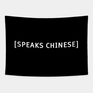 Speaks Chinese Funny Meme Costume Closed Captions and Subs Tapestry