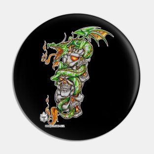 3 SKULL DRAGON Pin