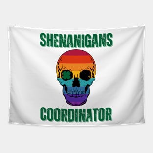 Shenanigans Coordinator - Vintage Skull With Clover Leaf In One Eye Tapestry