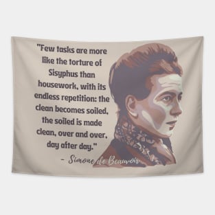 Simone de Beauvoir Portrait and Quote Tapestry