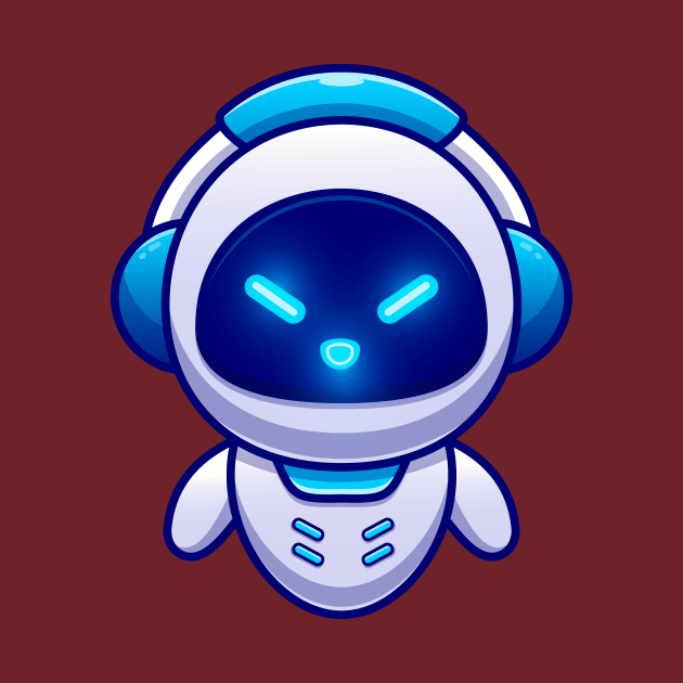 Cute Robot Wearing Headphone Cartoon by Catalyst Labs