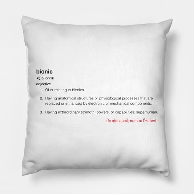 Bionic Definition in Black/Go Ahead, Ask Pillow by YOPD Artist