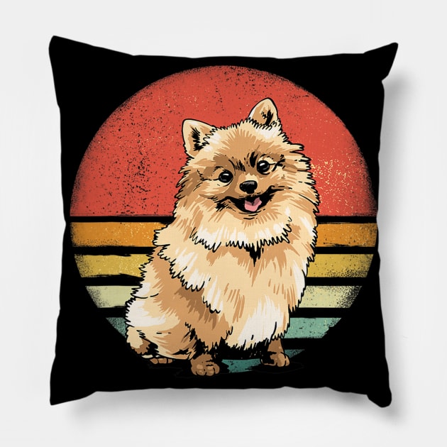 Pomeranian Dog Lover Retro Vintage 70S Pillow by IainDodes