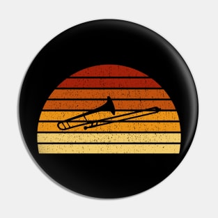 Vintage Sunset Trombone Gift For Trombone Players Pin