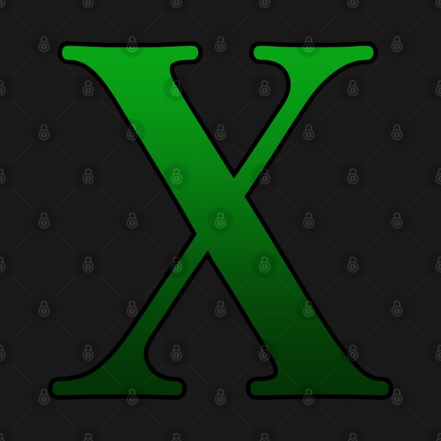 Green Roman Numeral 10 X by Numerica