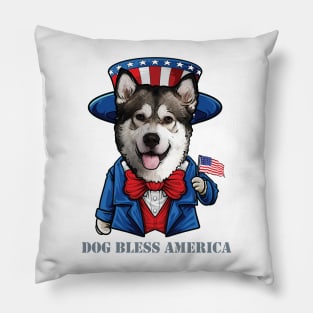 Fourth of July Pun Alaskan Malamute Pillow